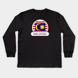 Malaysia Country Badge - Malaysia Flag Kids Long Sleeve T-Shirt